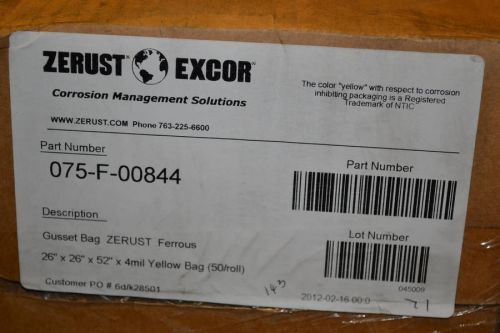 Lot of 50 zerust excor 26x26x52 gusset bag 4 mil ferrous for sale
