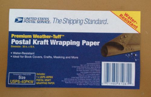 Box of 12 Rolls of Postal Kraft Wrapping Paper 30&#034; x 15&#039;-Water Resistant-NIB