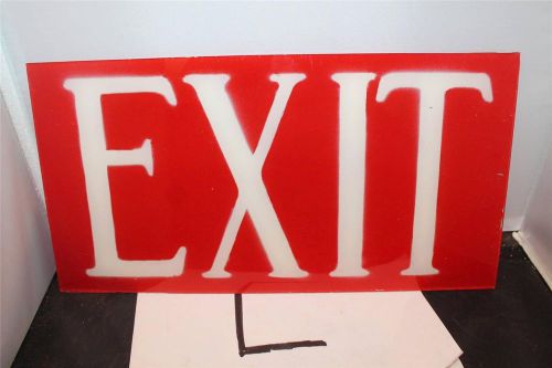 Vintage Industrial Mid Century Glass EXIT Sign REVERSE PAINTED RED WHITE NICE #5