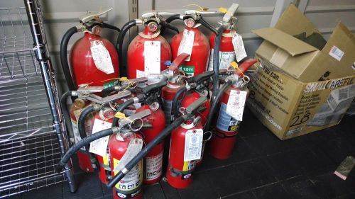 Lot of 15 fire extinguishers - 4 large and 11 small - last inspected march 2011 for sale