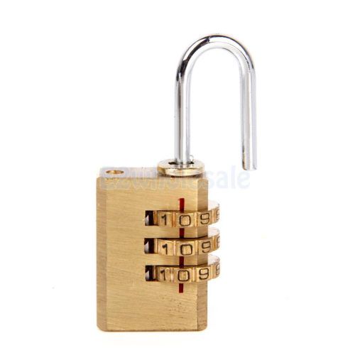 Brass 3 Dial Padlock Combination Lock Suitcase Luggage Case Bag Resettable