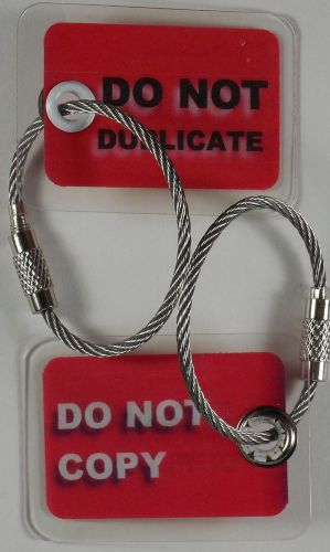 Security Key Tags, Do Not Duplicate, Do Not Copy - Pack of 2 w/Stainless Cables