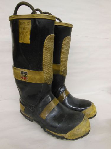 RANGER Firemaster Firefighter Insulated RUBBER BOOTS Steel Toe &amp; Midsole Size 8