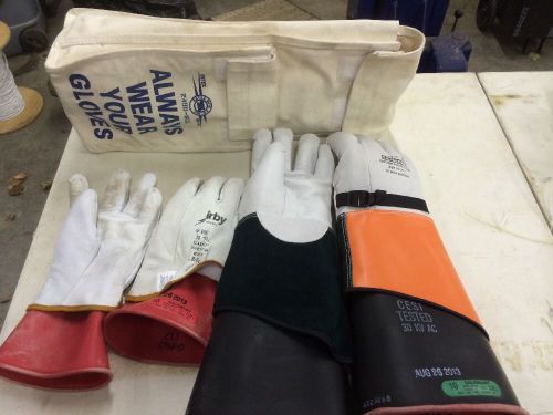 Irby 1000v &amp; salisbury 26500v gloves and pouch sz 10-10.5 for sale