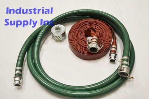 3&#034; trash pump water suction hose kit w/100&#039; red usa discharge camlock hose for sale