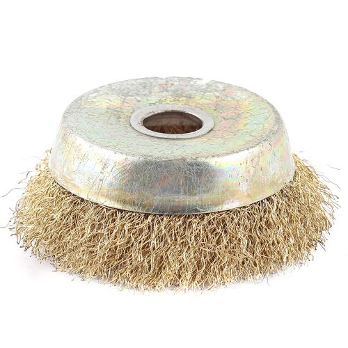 3.5&#034; Steel Wire Crimped Round Abrasive Grinding Wheel Brushes Gold Tone