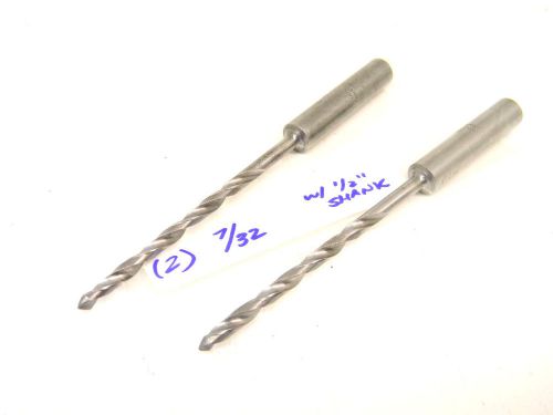 2 USED GREENLEE USA 7/32&#034; STRAIGHT SHANK TWIST DRILLS with 1/2&#034; SHANK