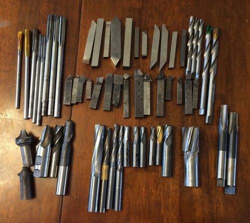 Large lot of high speed and carbide cutting tools end mills lathe tools drills for sale