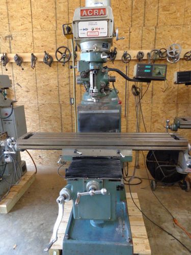 Acra vertical milling machine 10x54&#034; table vs  3hp dro power feed ck-1-1/2hk for sale