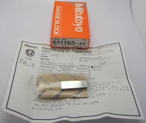 Mitutoyo gauage block 611165-23 size .125in grade fs 2  brand-new sealed w/ coa for sale