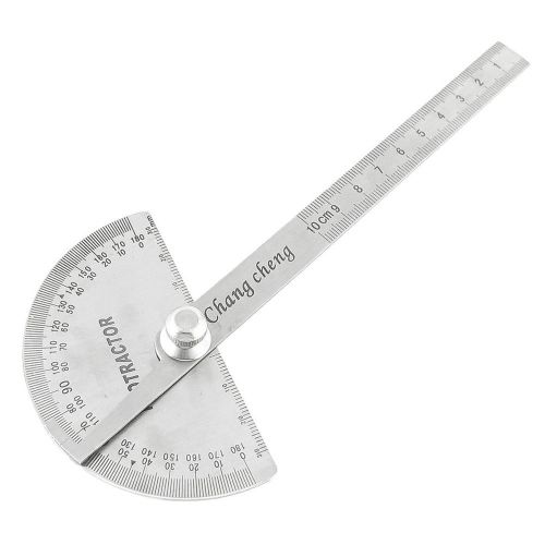 Stainless Steel Rotating 180 Degree Measure Protractor Metric Ruler