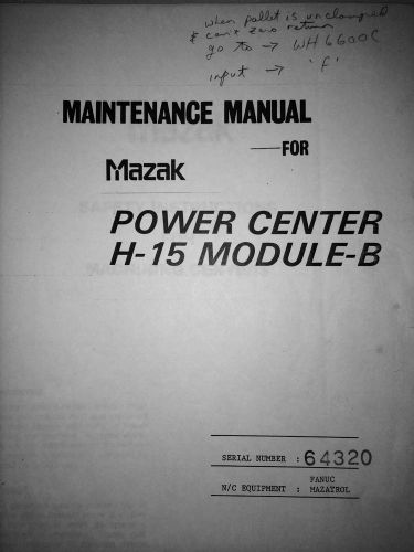 Mazak H15 H-15 H15B Horizontal Machining Center Maintenance Manual Mazatrol M2
