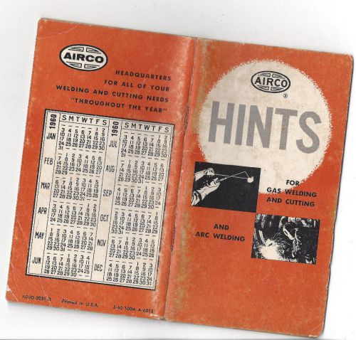 Rare small 1960 airco hints for gas welding &amp; cutting book for sale