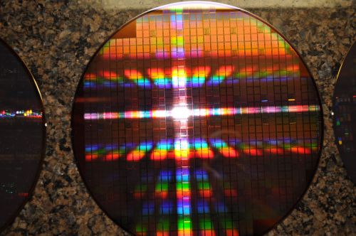 8&#034; Microchip Pattern Wafer Vintage on Silicon Substrate