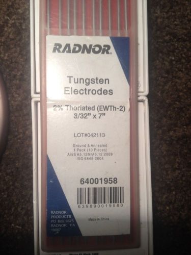 Radnor 10pk  2% Thoriated ( EWTh-2 )  3/32&#034; X 7&#034; Tungsten Electrodes RAD64001958