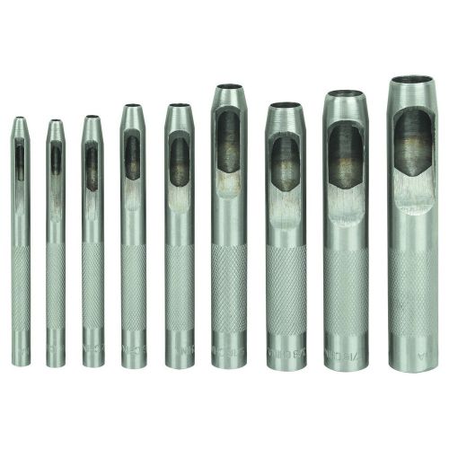 Hollow punch set 9 pieces, carbon steel, precision ground flutes &amp; cutting edges for sale