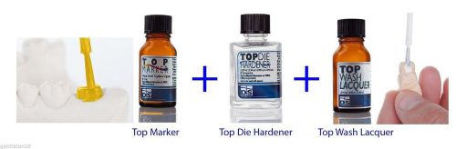 3 pcs of DENTAL Lab Product - Top Marker + Top Wash Lacquer + TOP DIE HARDENER