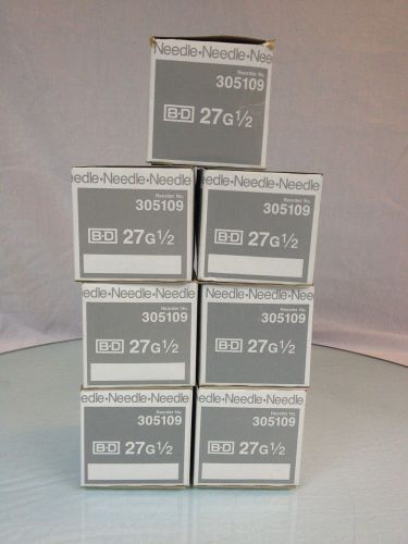 Lot of 7 bd becton-dickinson 305109 hypodermic needles box of 100 for sale