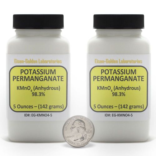 Potassium Permanganate [KMnO4] 98% Pourable Powder 10 Oz in Two Bottles USA