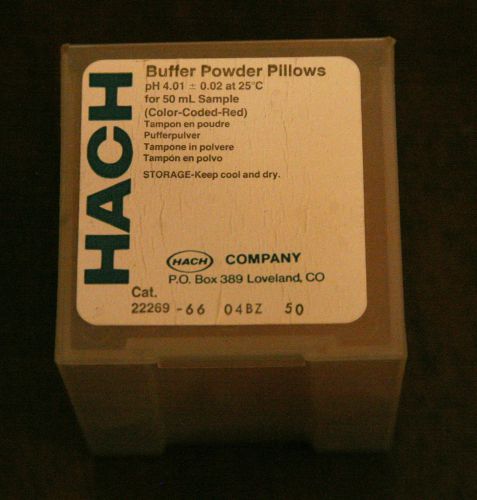 Box of ph 4.01 hach red buffer powder pilows #22269 for sale