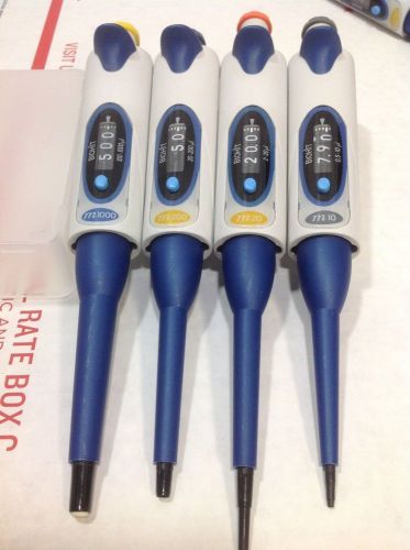Set of 4 biohit mline single channel pipette m10, m20, m200, m1000, #4 for sale