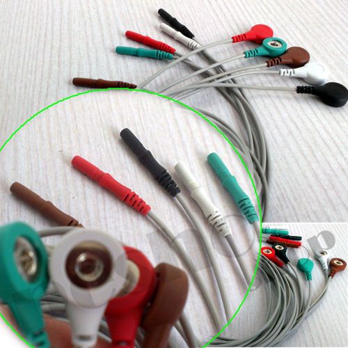 For patient monitor 5 leads ecg ekg cables ecg/ekg lead wires (10 pcs/lot!!) for sale