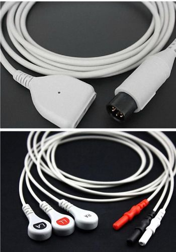 New 6p compatible ecg trunk cable and lead wire,3 leads,aha,ylh4251eo+ylh423eo for sale