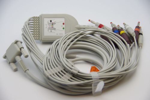 Philips/hp 10 lead ecg/ekg cable aha banana 4.0mm fda/ce approved, new , in  usa for sale