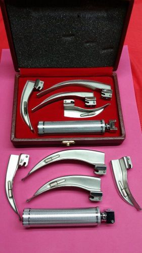 Macintosh laryngoscope set of 5  emt anesthesia +2  replacement bulbs for sale