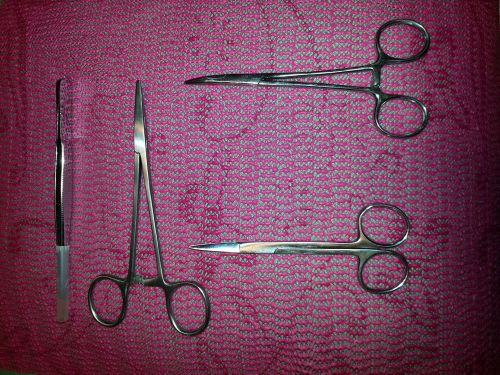 (8) 5.5&#034; straight + (8) 5&#034; curved hemastats +(8) 5&#034; tweezers +(8) 4.5&#034; scissors for sale