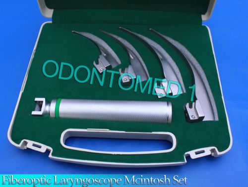 Fiberoptic laryngoscope mcintosh 4 blade 1 handle set emt anesthesia intubation for sale