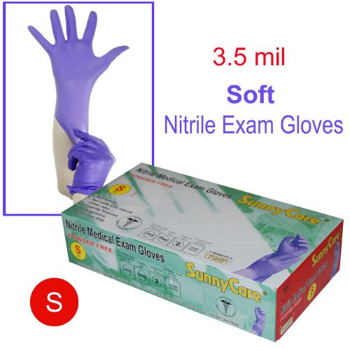 100pcs 3.5mil soft nitrile powder-free medical exam gloves (latex vinyl free)  s for sale