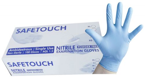 Box Of 100 x SAFETOUCH Blue NITRILE GLOVES Examination Disposable SIZE: MEDIUM