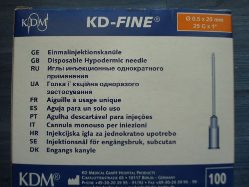Medical needles, hypodermic sterile, injections ink cartridges, kdm 50pcs ?25g for sale