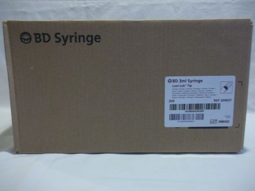 BD 3ml Syringe w/Luer-Lok Tip  (200 Count)  1- Box  Ref. #309657