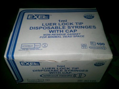 EXEL 26049 1mL Luer lock tip disposable syringes with cap 100/Box