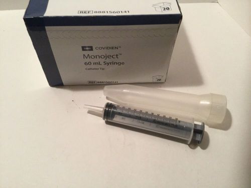 Various Monoject 60 ml Syringes with Catheter Tip Latex Free Box of 20 NIB