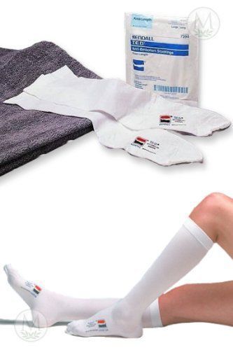 Kendall Covidien Ted Knee Length Anti Embolism Socks Stockings White 1 Pair