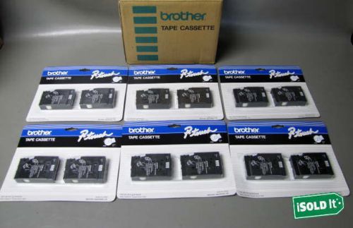 6 new 2 pc brother tc-12 p-touch tape cassette 25 feet nib pt-6 pt-8 pt-10 for sale