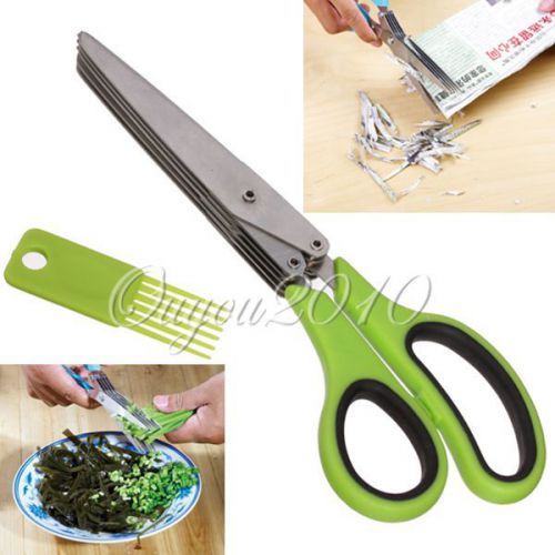 2x Mulit Cut Five Blade Security Paper Shredding Shredder Herb Kitchen Scissors