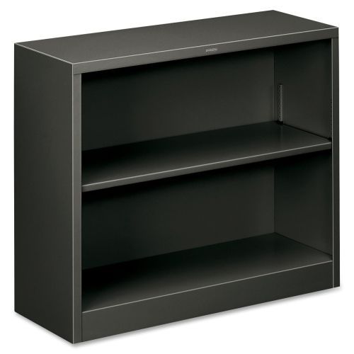 Metal Bookcase, Two-Shelf, 34-1/2w x 12-5/8d x 29h, Charcoal