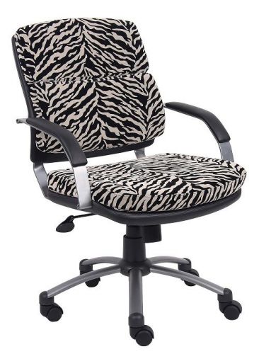 B546 BOSS ZEBRA MICROFIBER MID BACK PADDED OFFICE ARM CHAIR