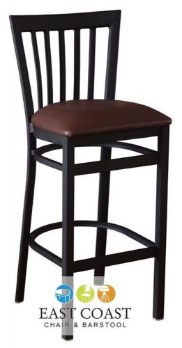 New gladiator full vertical back metal restaurant bar stool w/ brown vinyl seat for sale