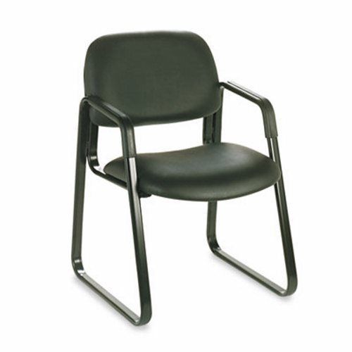 Safco cava collection sled base guest chair, black vinyl (saf7047bv) for sale