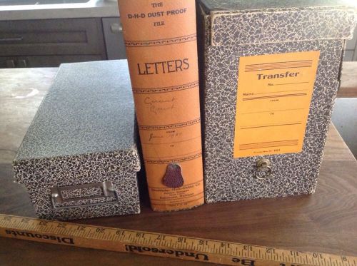 Antique double day hunt Dolan cardboard file cabinet records letters desk