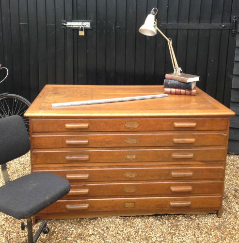 Vintage crusader furniture large architects plan chest for sale