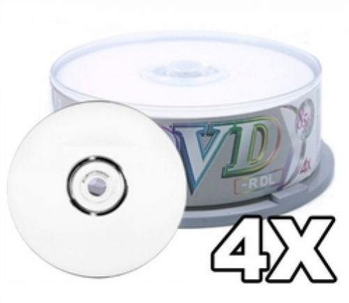 50 Ritek Ridata Dual Layer 8.5GB 4X DVD-R DL White Inkjet Printable