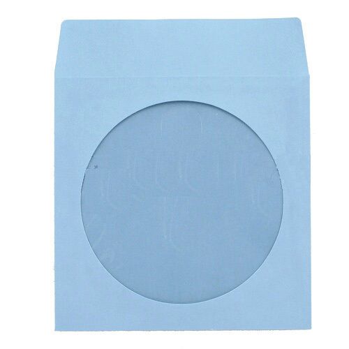 ?? 100 SKY BLUE Color CD DVD Paper Sleeves w/Window Free Ship ??