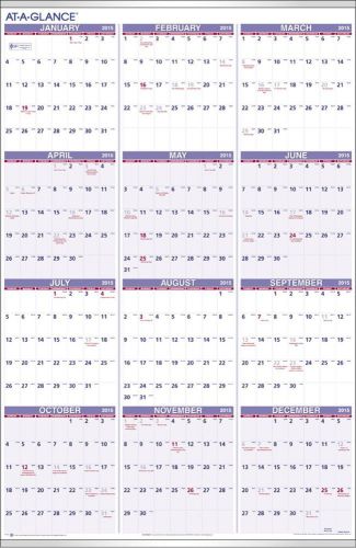 New At a Glance Yearly Year Wall Calendar 2015 24 x 36 Inch Planner Page Size