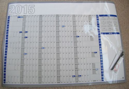2015 LAMINATED WALL / YEAR / HOLIDAY PLANNER  NEW IN HARD TUBE